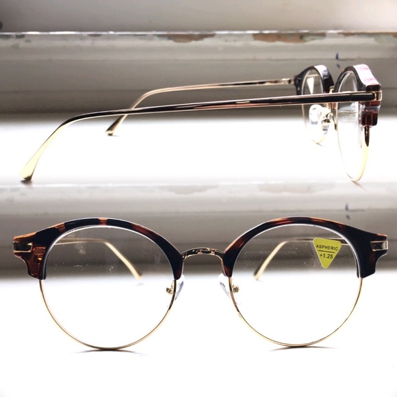 Big Reading glasses Round Browline Metal +3.00 Tortoise Unisex Wide fit - Picture 3 of 11